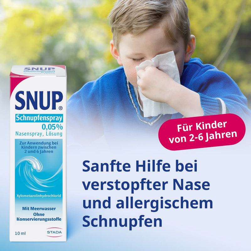 Snup Cold Spray 00.5% - Nasal Spray With Sea Water For Children Between 2 And 6 Years - With Solution To Decongest The Nasal Mucosa In The Event Of A Cold - 1 X 10 Ml - NewNest Australia