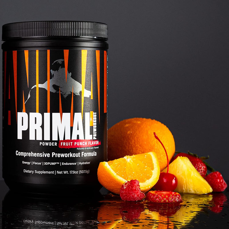 Universal Nutrition Animal Primal (Fruit Punch) Pre Workout Booster With Beta Alanine, Betaine, Taurine & Tyrosine & More For Maximum Pump, Energy & Supply Of Amino Acids During Training, 507 G - NewNest Australia