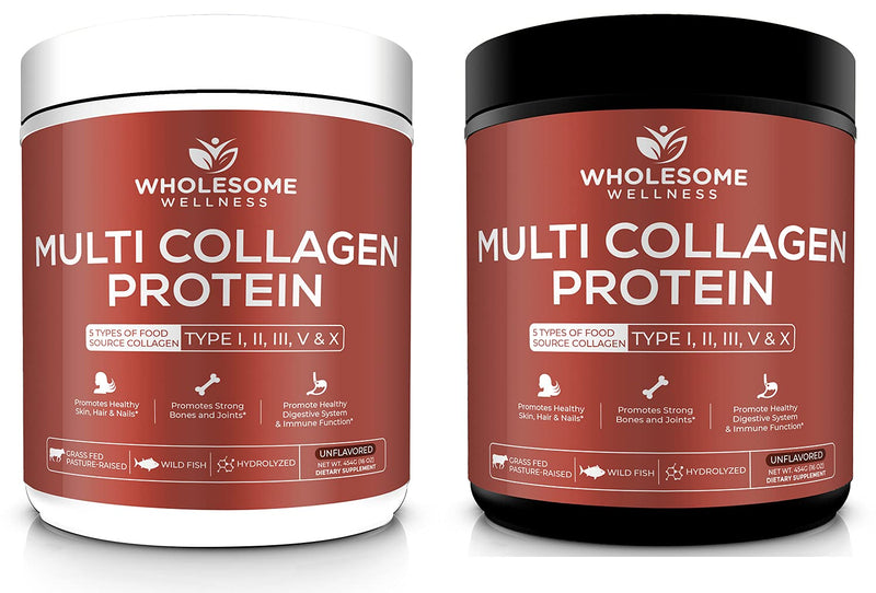 Multi Collagen Protein Powder Hydrolyzed (Type I II III V X) Grass-Fed All-in-One Super Bone Broth + Collagen Peptides - Premium Blend of Grass-Fed Beef, Chicken, Wild Fish, Eggshell Collagen - NewNest Australia