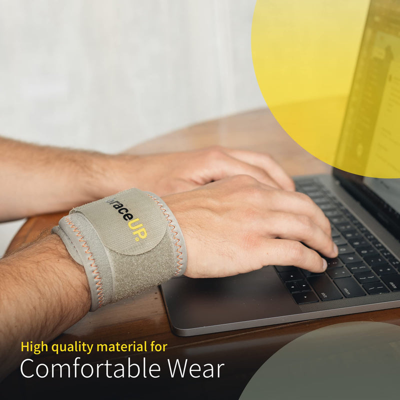 Wrist Compression Strap and Wrist Wrap by BraceUP - Wrist Band, Brace for Tendonitis, Tennis, Gym, Workout, One Size Adjustable (Black), 1 PC Black - NewNest Australia
