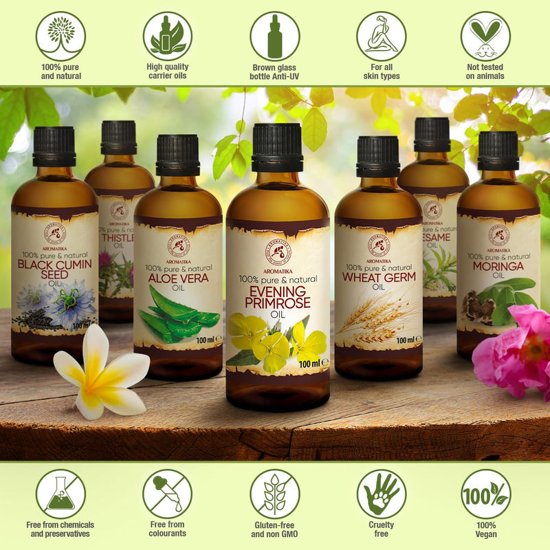 Evening Primrose Oil 100 Ml ‚ Oenothera Biennis Oil ‚ Cold Pressed & Refined ‚ 100% Pure & Natural ‚ Best Care For Face ‚ Body ‚ Massage ‚ Wellness ‚ Cosmetics ‚ Glass Bottle - NewNest Australia