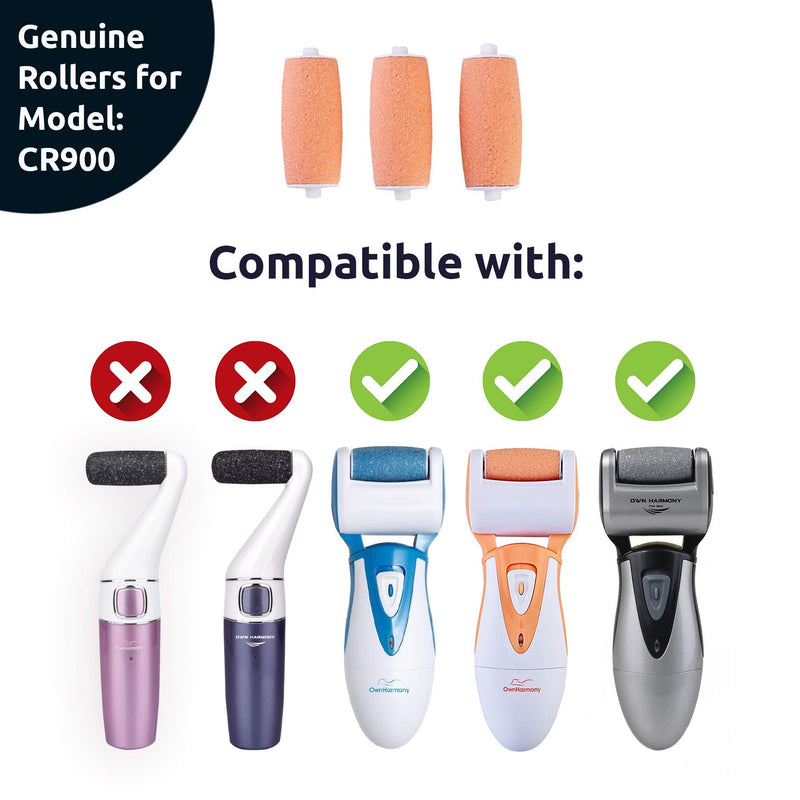 Refill Rollers by Own Harmony for Electric Callus Remover CR900 - Foot Care for Healthy Feet - Best Pedicure File Tools - Refills 3 Pack Regular Coarse Replacement Roller (Peach) Peach - Regular - NewNest Australia