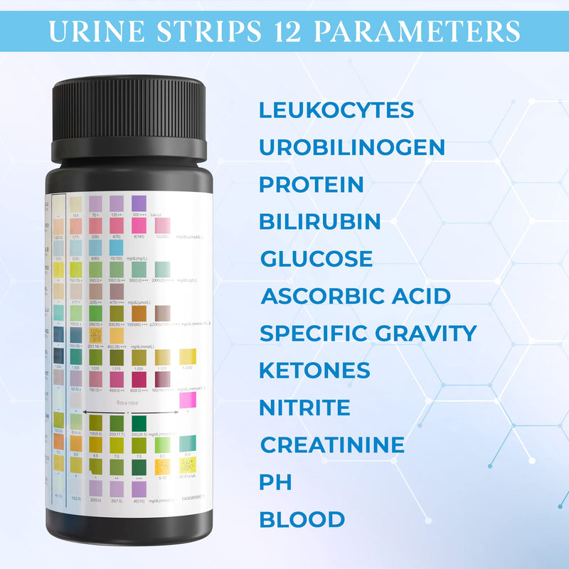 100 X Accudoctor Urine Test Strips 12 Indicators Ph Glucose Ketone Protein Diet Urine Tester Test Strips Urine Test Strips Health Test Urine Analysis Urine Analysis Strips Kit 100 Pieces - NewNest Australia