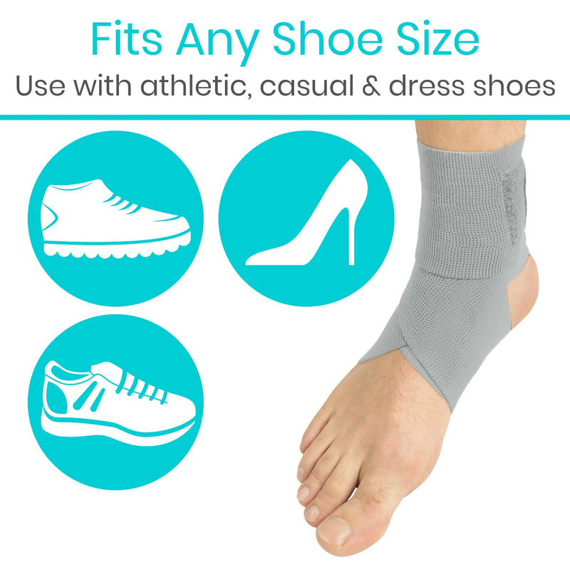 Vive Ankle Wrap - Strap Heel Brace Stabilizer For Sprained Foot - Breathable, Soft, Firm Compression Sport Sleeve For Swelling - Adjustable Nonslip Elastic Support For Tendonitis - For Women, Men Gray - NewNest Australia