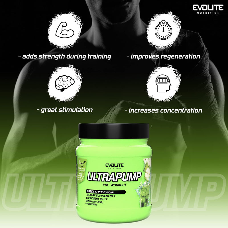 Evolite Nutrition Pre Workout Booster "Ultra Pump" 420 G - Booster Fitness Powder With Creatine Monohydrate And Caffeine - Preworkout - L Arginine - Beta Alanine - Citrulline - NewNest Australia