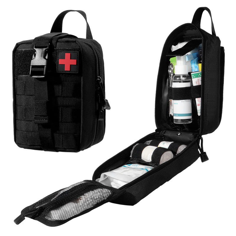 Kyrio First Aid Pouch Empty Tactical Molle Bag Medical Outdoor Package Rip-Away Emt Tool Bag For Medical Grade Package With Climbing Rescue Tools Black, Black - NewNest Australia