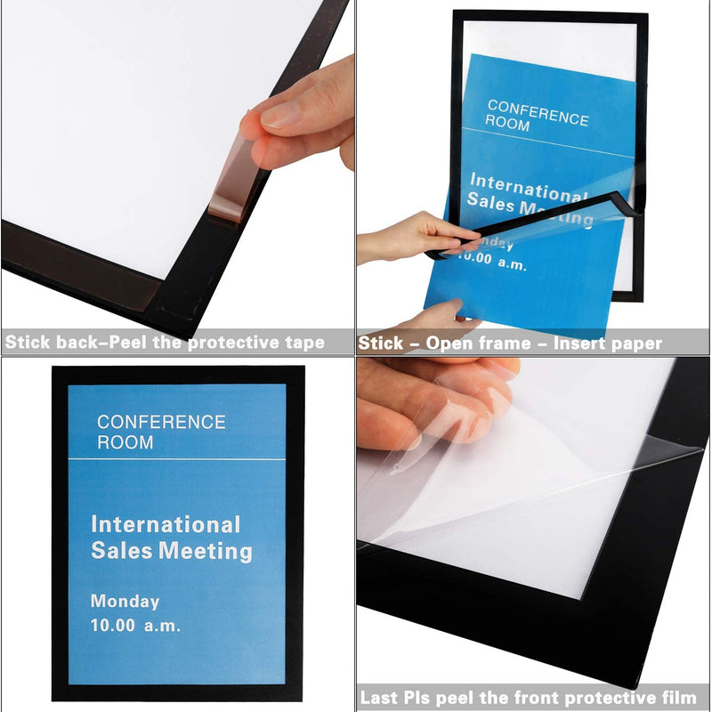 MFoffice 11x17 Window Poster Frame Made of Durable PVC and Strong Magnetic,Self Adhesive Flexible Display Frame,Black,Pack of 2 Black 11x17Inch - NewNest Australia