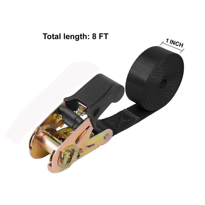 Endless Ratchet Tie Down Straps Heavy Duty Cargo Tie Downs, Durable Nylon Black Strap Down Ratcheting Securing Straps, Track Spring Fittings, Tie-Down Motorcycles, Trailer Loads, Kayak (8ft - 2pack) 8ft - 2pack - NewNest Australia