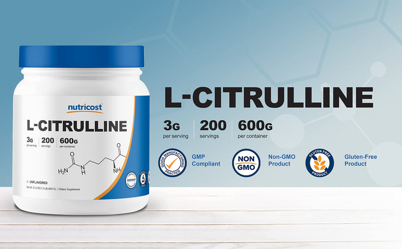 Nutricost Pure L-Citrulline (Base) Powder (600 Grams) 1.32 Pound (Pack of 1) - NewNest Australia