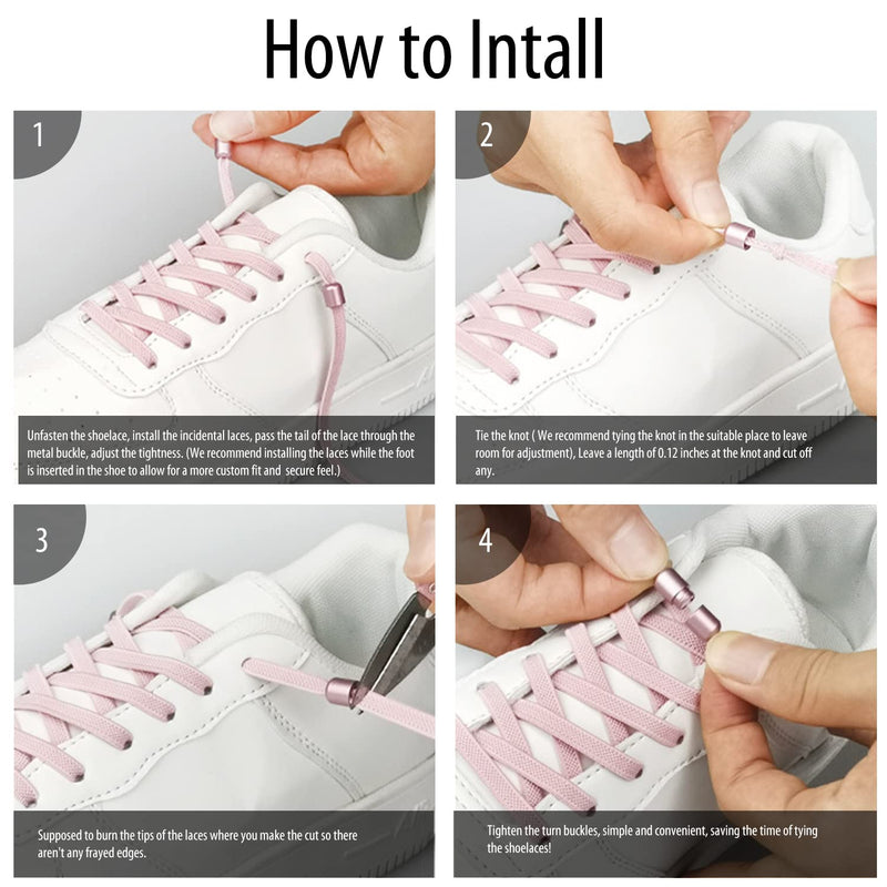 No Tie Elastic Shoelaces,Flat Shoelaces with Metal Buckles, Shoelaces Replacement, Elastic No Tie Shoe Laces for Sneakers Kids/Adults Adjustable Laces, Rubber Tieless Laces Elastic for All Shoes White - NewNest Australia