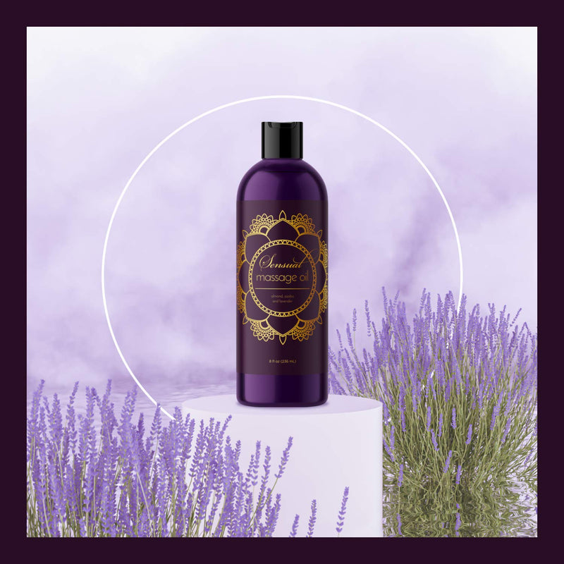 Aromatherapy Sensual Massage Oil for Couples - Aromatic Lavender Massage Oil Enhanced with High Absorption Sweet Almond Oil Jojoba Vitamin E and Relaxing Lavender Essential Oil - Full Body Massage Oil 8 Fl Oz (Pack of 1) - NewNest Australia