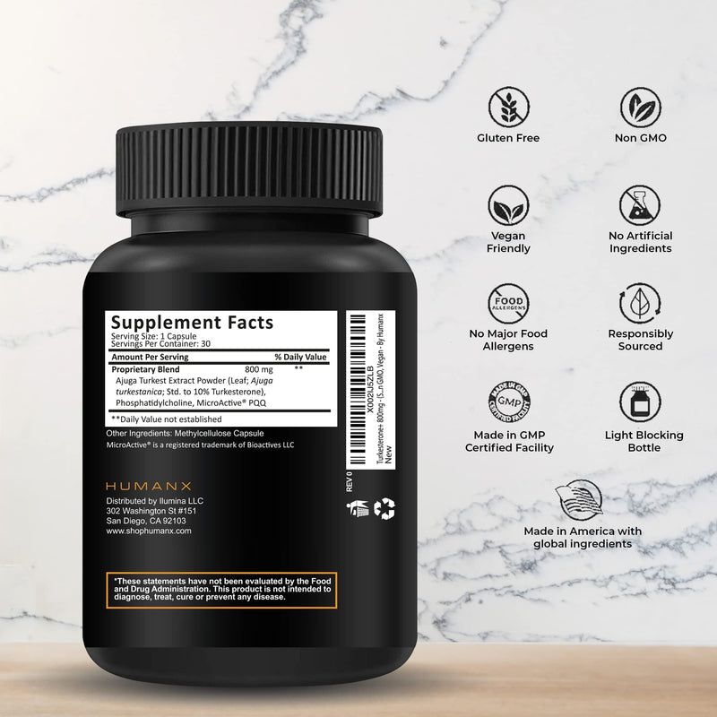 Turkesterone+ 800mg - (Similar to Ecdysterone) for Muscular Development - Natural Anabolic - Dynamic Athletic Performance - Non GMO, Vegan - Turkesterone Supplement - By Humanx - NewNest Australia