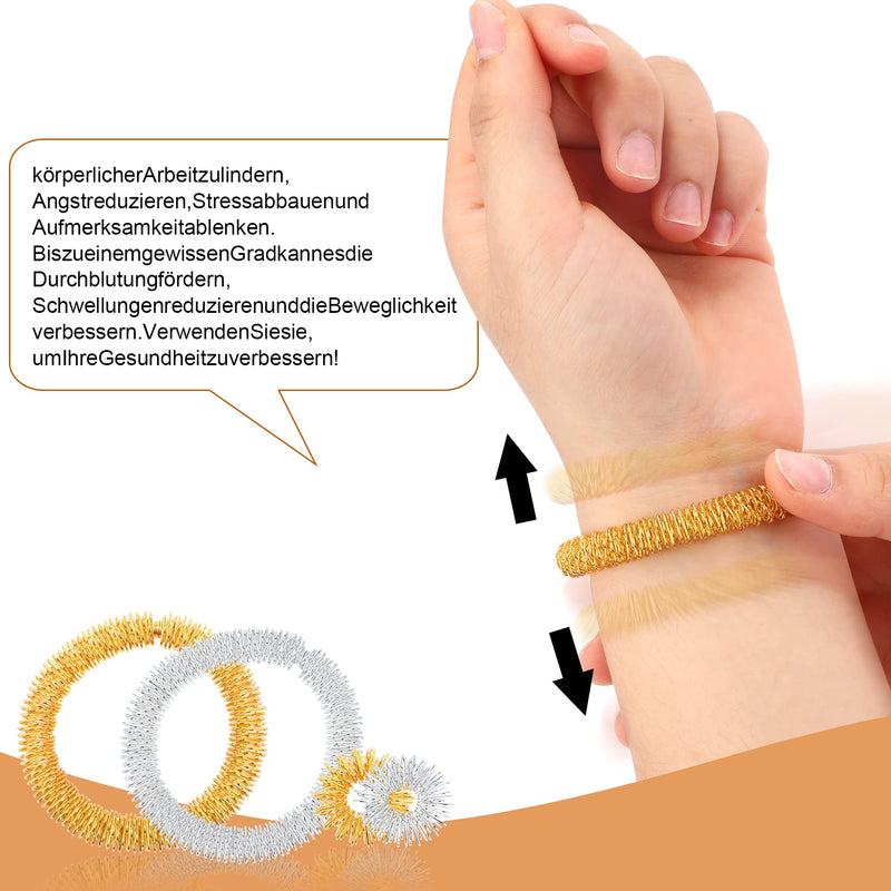 Pack Of 25 Massage Rings For Fingers Wrist Massage Ring Set Spiky Sensory Finger Massage Ring For Children Adults Office Workers To Reduce Stress Anxiety (Gold Silver) - NewNest Australia