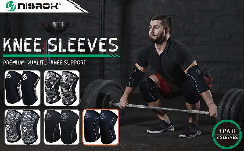 Knee Sleeves (1 Pair), 7mm Neoprene Compression Knee Braces, Great Support for Cross Training, Weightlifting, Powerlifting, Squats, Basketball and More L Camo Gray - NewNest Australia