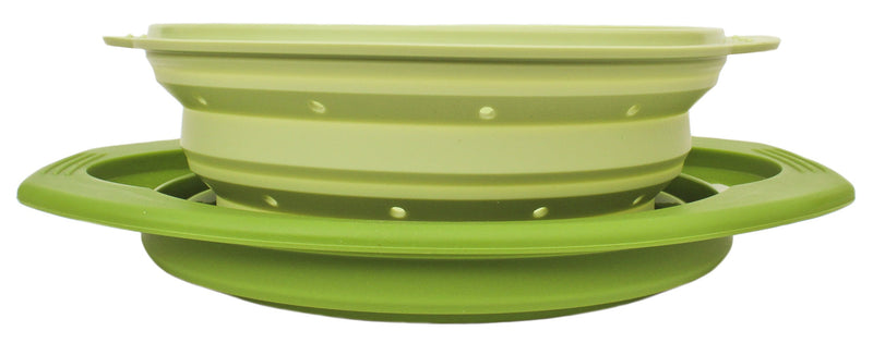 Zoie + Chloe 100% Silicone Family Size Steamer - Collapsible Design with Lid & Detachable Colander Green - NewNest Australia