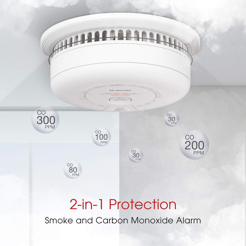 X-Sense 10-Year Battery (Not Hardwired) Combination Smoke and Carbon Monoxide Detector Alarm, Dual Sensor Smoke CO Alarm Complies with UL 217 & UL 2034 Standards, Auto-Check, SC03 1-Pack - NewNest Australia