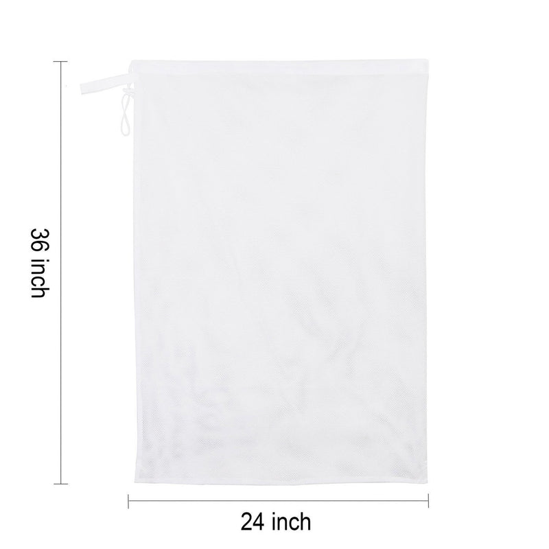 NewNest Australia - Mesh Laundry Bag with Drawstring for Delicates, Washing Machine,Traveling,College,Dirty Clothes/Net Big Size Heavy Duty Reusable Door Foldable/Garment White 2 Pack 