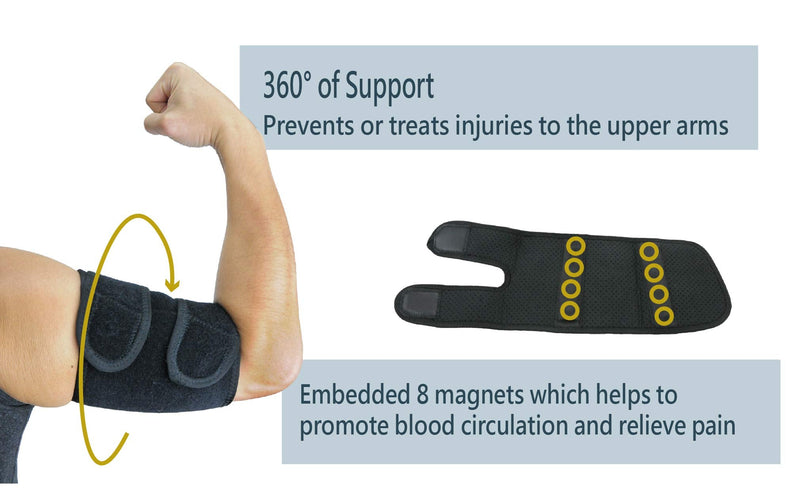 ObboMed MB-1850S Upper Arm Support Brace Upper Arm Support with Magnets Support for Tennis and Golfer Elbow Training Tendonitis Arthritis Black - S: 11-12" - NewNest Australia