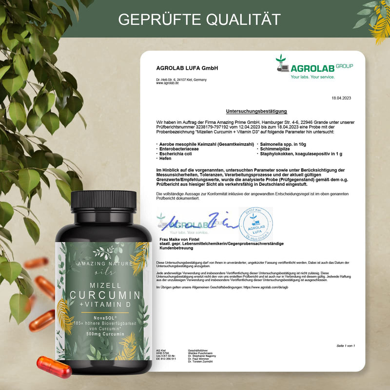 Amazing Nature® micelles curcumin with vitamin D and C - NovaSOL turmeric capsules high dosage 1 capsule daily with 185x more available turmeric without piperine 1 x 60 premium liquid curcuma - NewNest Australia
