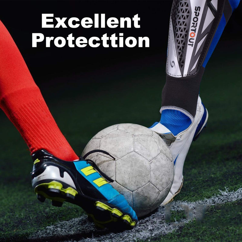 Sportout Kids Youth Adults Soccer Shin Guards with Protective Hard Shell,Offers Comprehensive Protection for Your Kids' Legs. Small Black 2.0 Pro - NewNest Australia