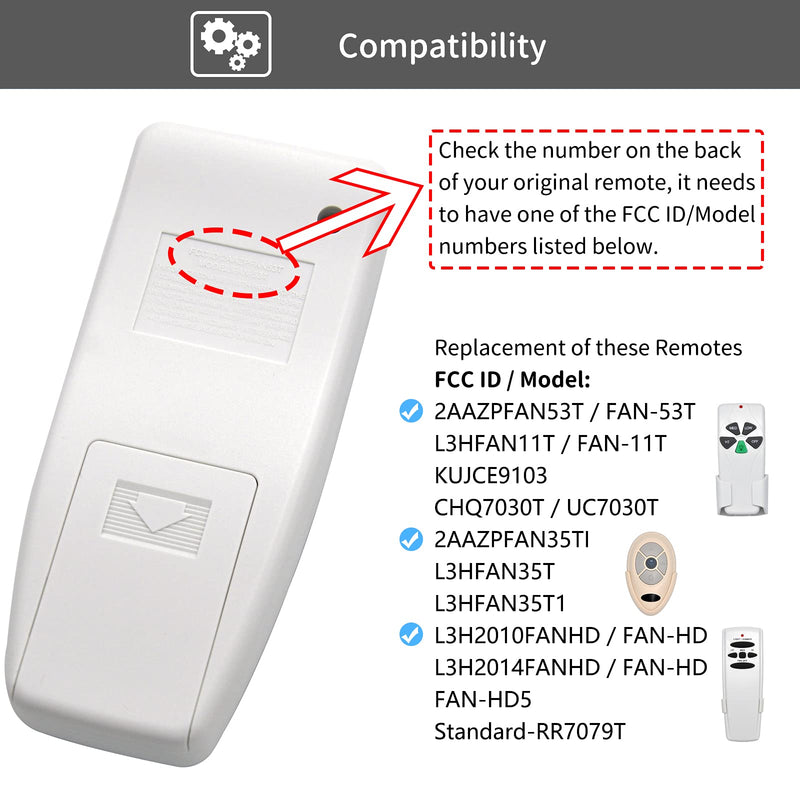 53T Ceiling Fan Remote Control Replacement for Harbor Breeze Hampton Bay Hunter, Replace 2AAZPFAN53T FAN-53T L3HFAN11T FAN-11T L3HFAN35T1 FAN-35T KUJCE9103 CHQ8BT7030T CHQ7030T UC7030T (Remote Only) 53T - NewNest Australia
