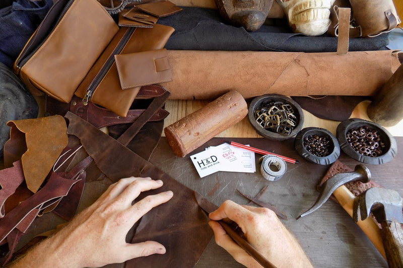 Hide & Drink, Leather Tape & Knife Holder/Marking and Measuring Pouch/Tool Case/Screwdriver Holster/Pocket Belt Pouch, Handmade :: Peat Moss - NewNest Australia