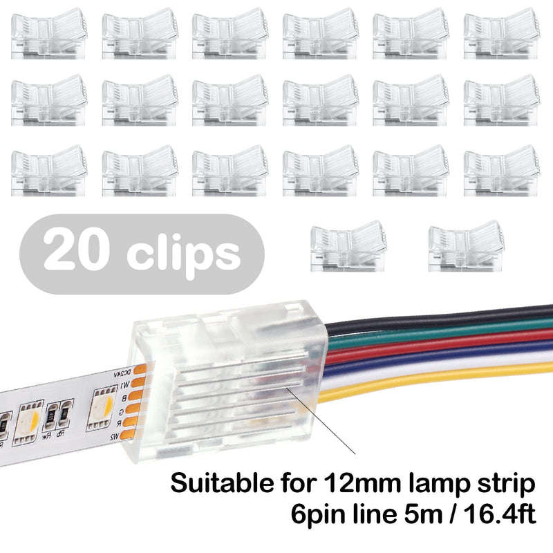 10 Packs 6 Pin 12 mm Solderless LED Strip Connector, Transparent Track Lighting Connectors, Wire Strip Lights, 16.4 Feet LED Strip for LED Pin Connector - NewNest Australia