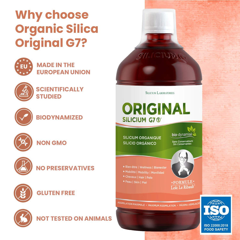 G7 original. Improved formula. Vegan liquid silicon supplement that supports collagen production. 1 liter - 1000 ml. - NewNest Australia