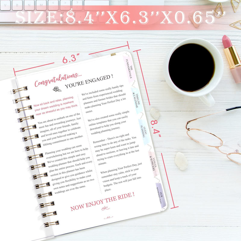 Wedding Planner - Purple White Wedding Planner Book and Organizer for The Bride with 5 Tabbed Sections, 6.5" x 8.75", Hardcover with Metal Corner + 5 Inner Pocket + Sticker + Notes Pages - NewNest Australia