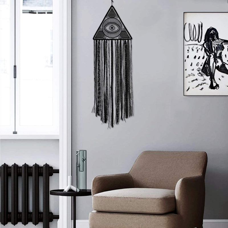 NewNest Australia - Dremisland Dream Catcher Evil Eye Dream Catchers Pure Black Dream Catcher Large Dream Catcher Boho Wall Haning Ornament Gift 