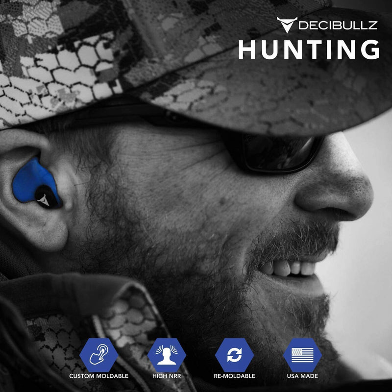 Decibullz - Custom Molded Earplugs, 31dB Highest NRR, Comfortable Hearing Protection for Shooting, Travel, Work and Concerts Blue - NewNest Australia