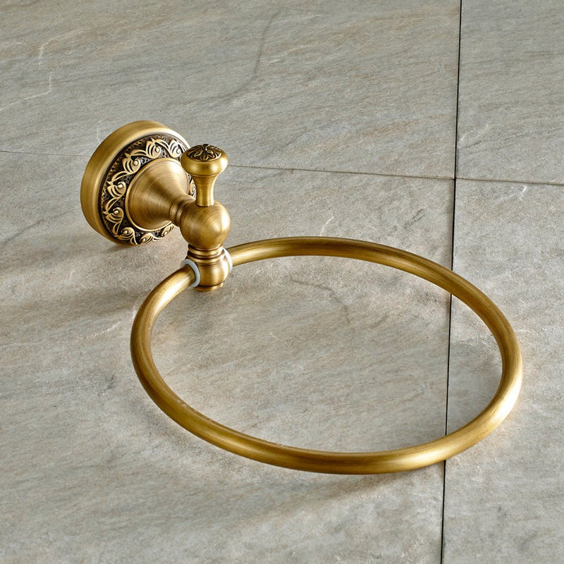 Leyden Antique Brass Towle Ring, Bathroom Retro Round Towel Holder, Wall Mounted Bath Hand Towel Rack Rail Bathroom Hardware Round Towel Ring - NewNest Australia