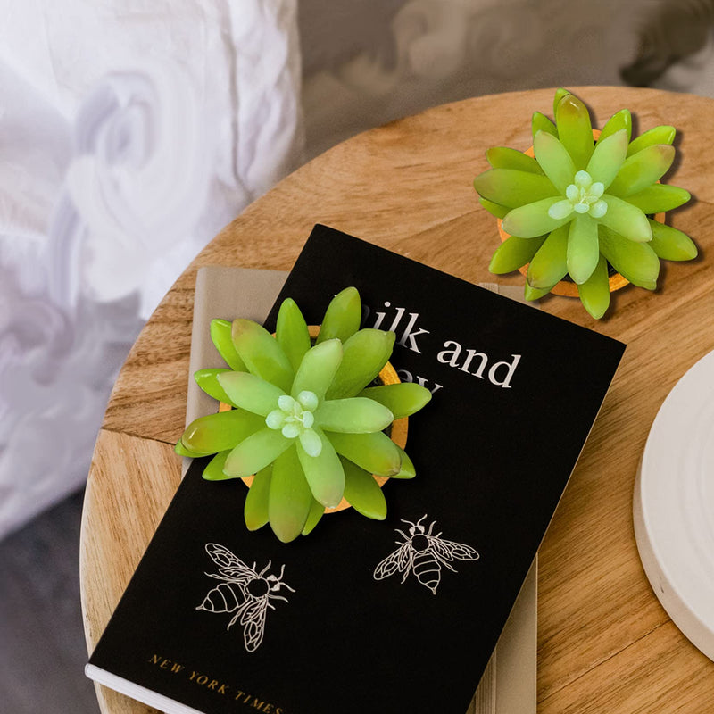 Bathroom Decor,(2-Pack) Artificial Succulents for Home Decor Indoor,Bookshelf Decor,Faux Plants Indoor,Desk Plant,High End Fashion Golden Flower Pot Artificial Succulents Gold Succulents-2 Pcs - NewNest Australia
