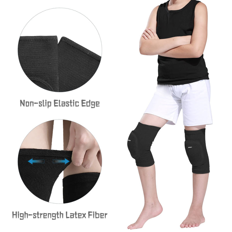 EULANT Knee Pads for Dancers Volleyball, Anti-Slip and Breathable Knee Brace for Kids Junior Youth, Professional Knee Support Sleeve for Yoga Basketball Football Gym Running Cycling Training Scooter Workout Sports S Black - NewNest Australia