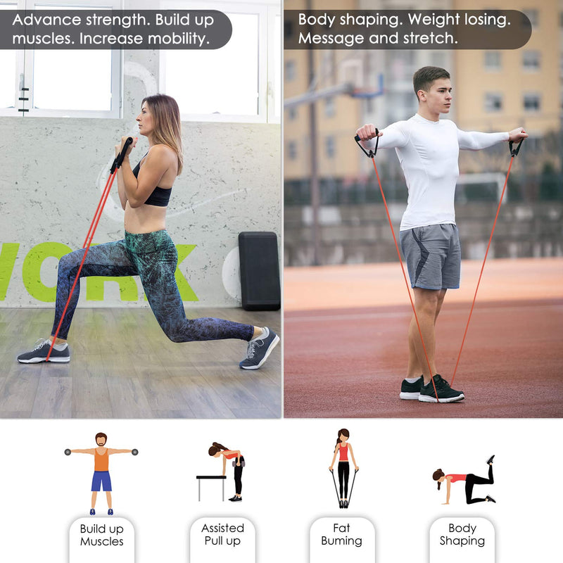 Cikyner Resistance Bands, Resistance Tubes Resistance Bands with Handles Exercise Bands, Ideal for Home Gym Physical Therapy Strength Training Muscle Toning, Door Anchor & Bag included (single tube) Red - NewNest Australia