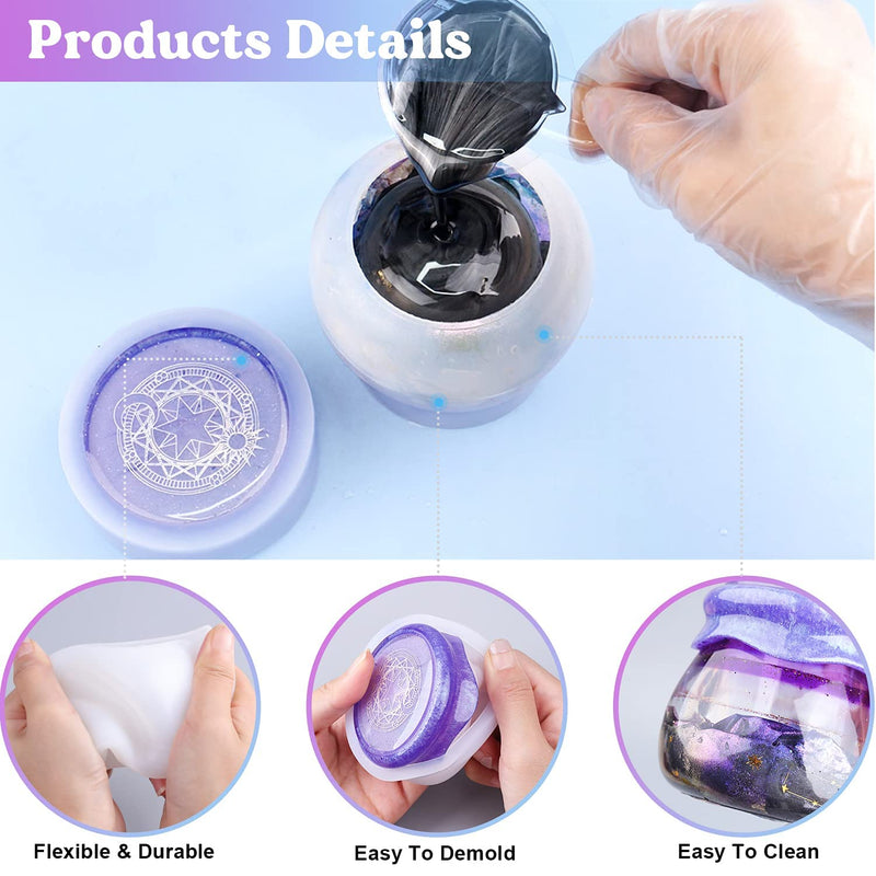 LET'S RESIN Silicone Jar Molds, Jar Resin Molds with Lid,Resin Pudding Silicone Molds for Storage Bottle,Candle Holder,Candy Container,Flower Pot, Gifts Storage Jar Molds - NewNest Australia
