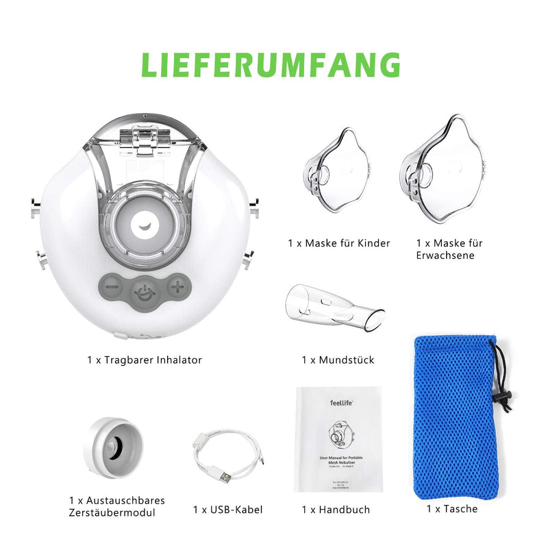 Feellife Inhaler For Children & Adults - Quiet Inhaler For Babies - Portable, Lightweight & Effective For Respiratory Diseases - Adjustable Mist, 2 Atomiser Membrane Included - NewNest Australia