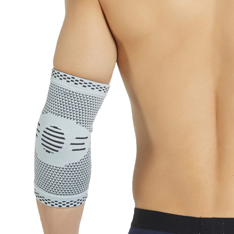 Neotech Care Elbow Support Sleeve - Bamboo Fiber 3D Weaving Knitted Fabric - Elastic & Breathable - For Golf, Tennis, Sports - Right or Left Arm - Grey Colour (Size M, 1 Unit) - NewNest Australia