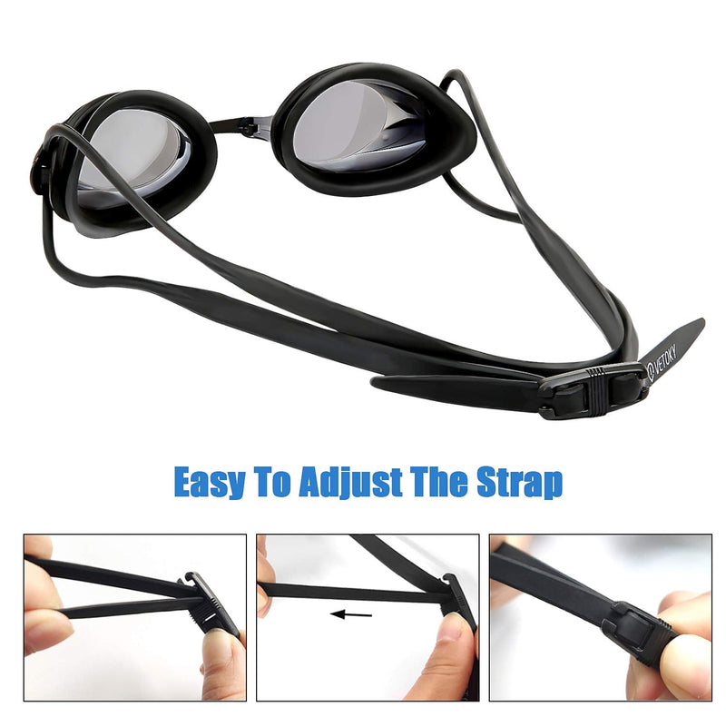 vetoky Swim Goggles, Anti Fog Swimming Goggles UV Protection Mirrored & Clear Blue+black - NewNest Australia
