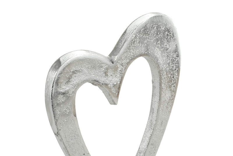 NewNest Australia - 10th Anniversary Rustic Metal Heart Decoration – Free Standing Aluminium & Wooden Decoration (hssanni-10) 