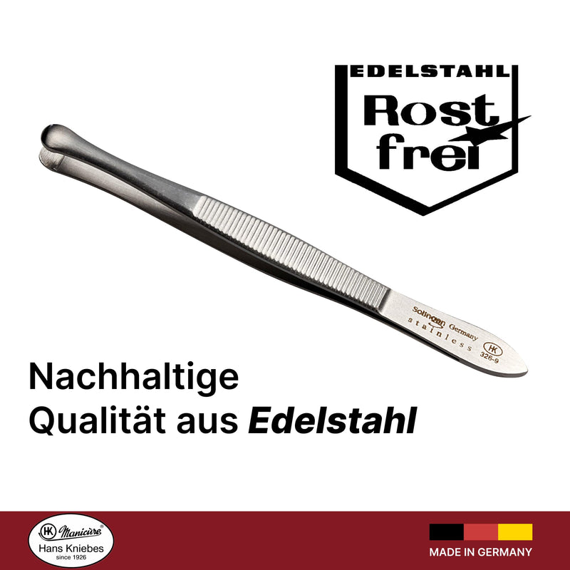 HK Manicure by Hans Kniebes - 9 cm diabetic tweezers - rounded eyebrow tweezers from Solingen - stainless steel - NewNest Australia