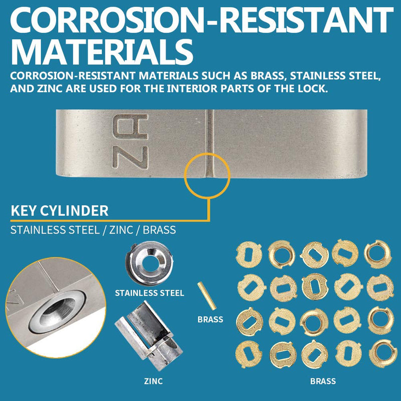 [ZARKER J45S] keyed Padlock - Stainless Steel Shackle Lock,Container storages, Warehouses, Vehicles Outside, or etc, Suitable for Places Have Bad Condition of Weather - 1 Pack - NewNest Australia