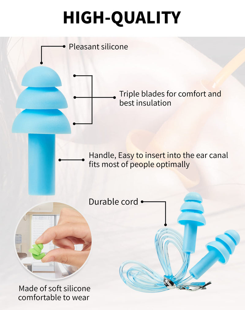 Earplugs For Hearing Protection, 12 Pairs Ear Plugs Snr 31Db, Reusable Silicone Waterproof Soft Ear Protection For Sleeping & Airplanes Ear Protection Earplugs With Portable Box - NewNest Australia