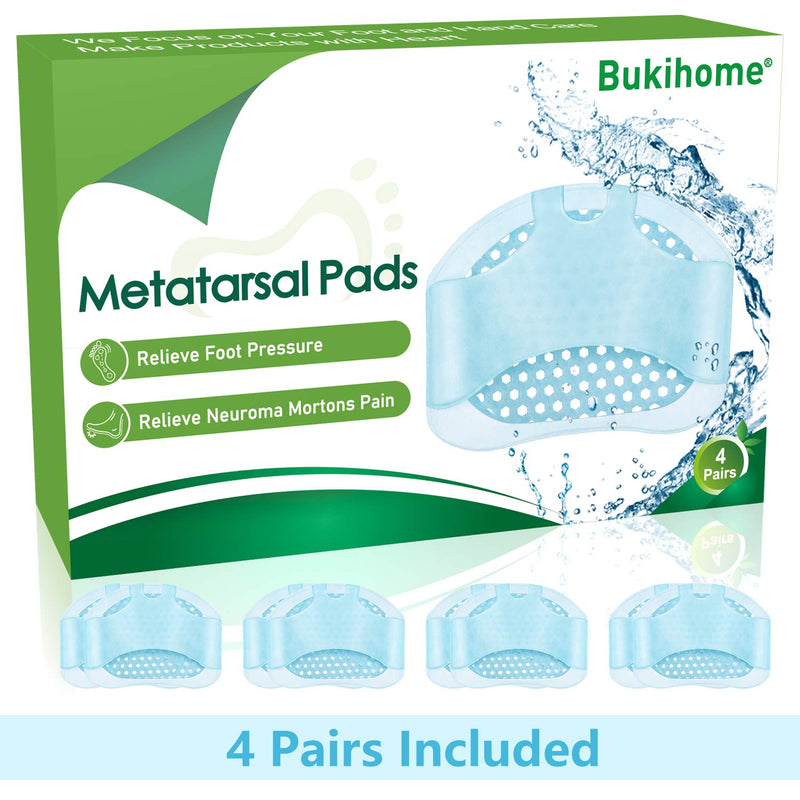 Bukihome Silicone Foot Pads, 8 Pieces Gel Forefoot Pads for Women and Men, Foot Pads, Bunion Metatarsal, Morton Neuroma Insoles for - Callus, Metatarsal Pain (Blue) Blue - NewNest Australia
