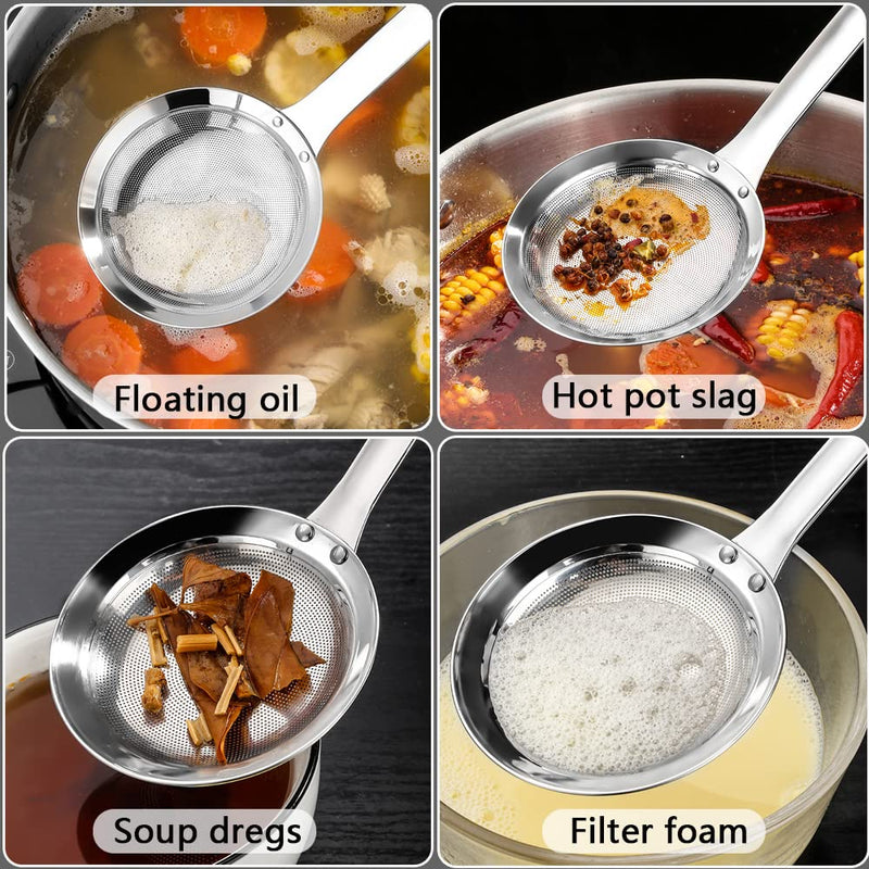 Hvanam Kitchen Skimmer Strainers Stainless Steel Mesh Colanders Food Strainers Set Fine Mesh Sieve With Handle Slotted Spoon Handheld Fry Oil Filter For Cooking Vegetable Strainer Foam Hot Pot 2Pack 2 - NewNest Australia