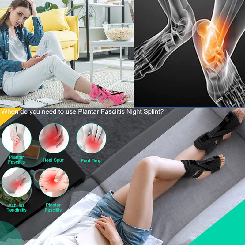 DERJLY Plantar Fasciitis Night Splint, 2022 Upgraded 3 Adjustable Straps, Plantar Fasciitis Relief Splint, Night Splints, Plantar Fasciitis Brace with Soft Memory Foam Pad (Pink) Pink - NewNest Australia