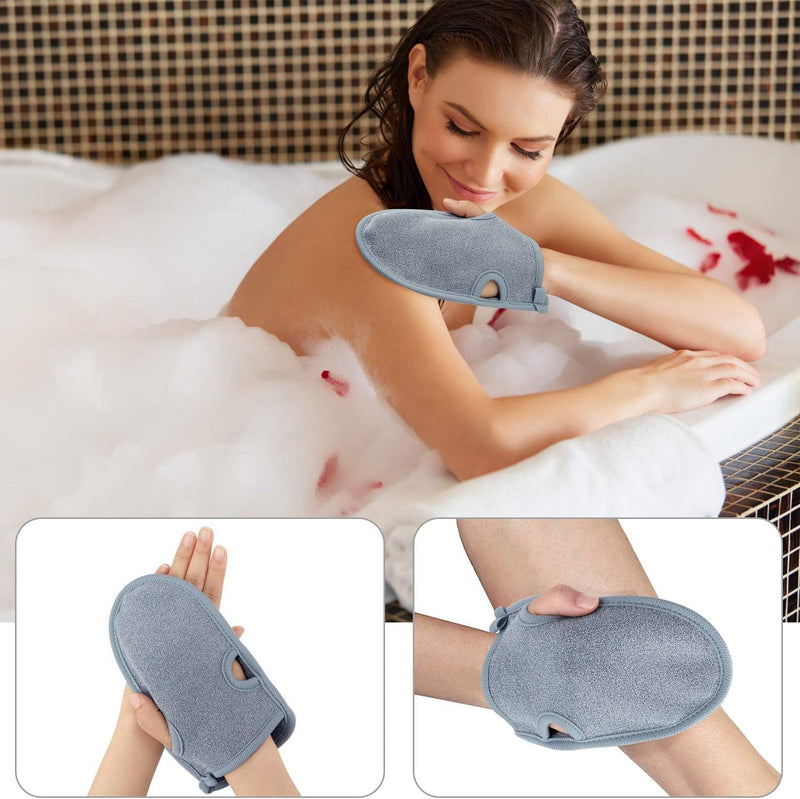 Pack of 2 peeling gloves rough for body, shower sponge body face - peeling for hammam, sauna, shower, body peeling & massage gloves (gray) grey - NewNest Australia