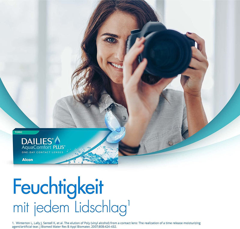Dailies AquaComfort Plus Toric daily lenses soft, 30 pieces, BC 8.8 mm, DIA 14.4 mm, CYL -0.75, AXIS 180, -2.25 diopters 8.8 millimeters 14.4 millimeters - NewNest Australia