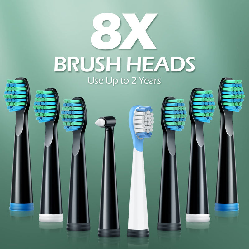 Electric Toothbrush, Sonic Toothbrushes with 8 Brush Heads 40000 VPM 5 Modes, Sonic Toothbrushes Fast Charge 4 Hours Last 30 Days, Rechargeable Electric Toothbrush for Adults, Black - NewNest Australia
