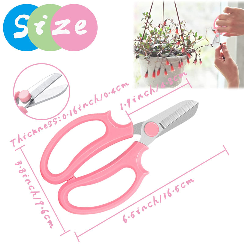 3 Pcs Garden Scissors Floral Shears,Professional Floral Scissors with Comfortable Grip Handle,Premium Garden Pruning Shears for Plants Trimming and Fruit Picking Trimming,Pink - NewNest Australia